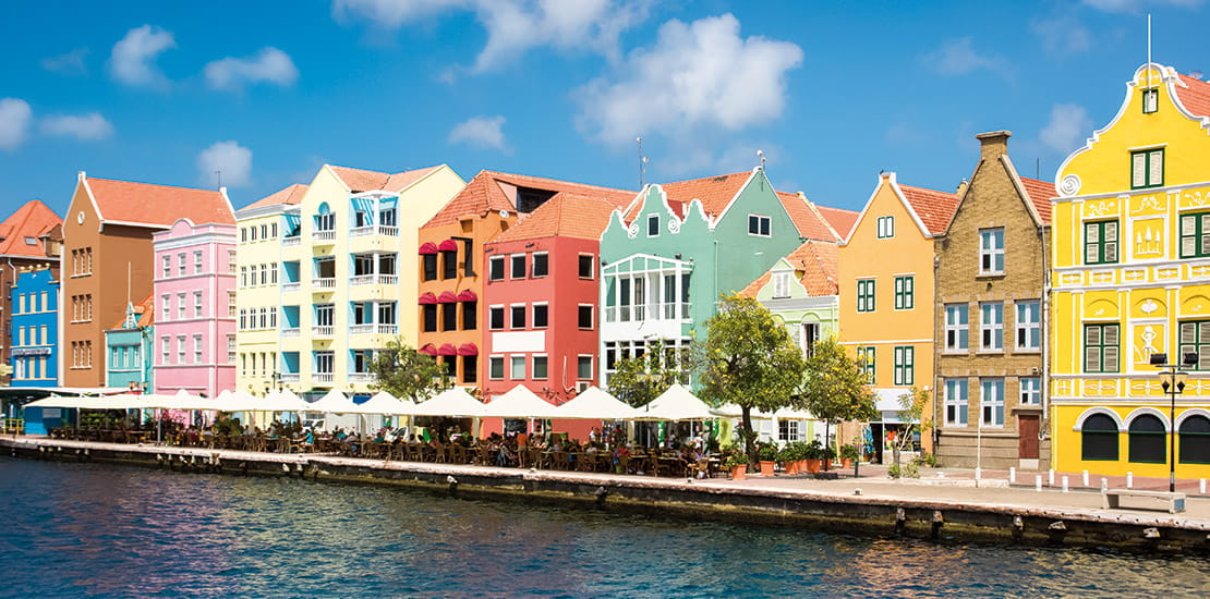 Colourful buildings on the waterfront in Willemstad, Curacao
